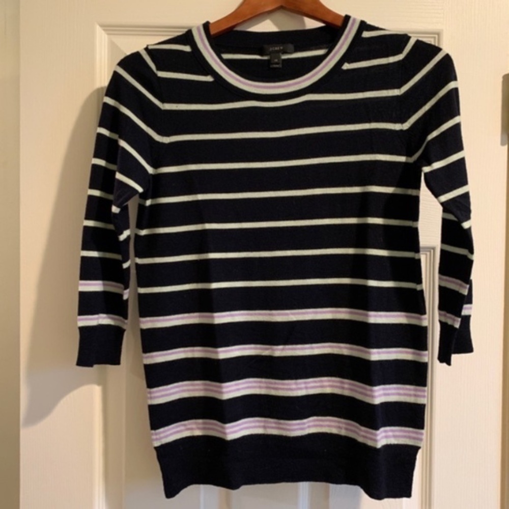 J. Crew / Green, Purple Tippi Color Stripe Sweater size extra small wk1
